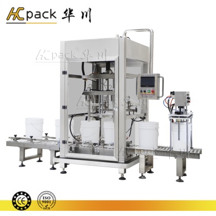 大（dà）桶包裝稱重式灌裝壓蓋生產線